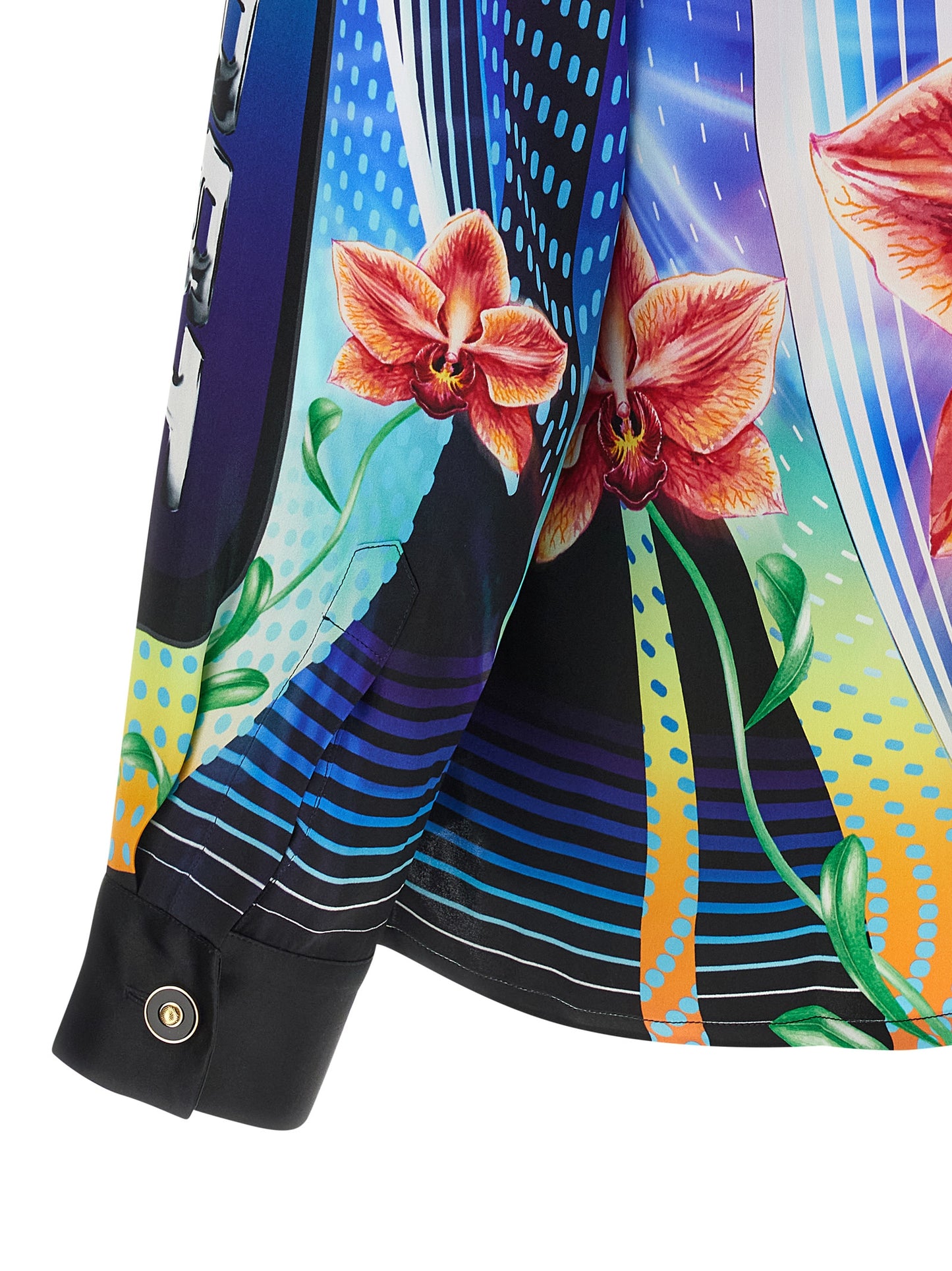 Shirt by Casablanca for men in silk twill multicolor & print showcases a sharp silhouette, elegantly detailed with a sharp and sharp .