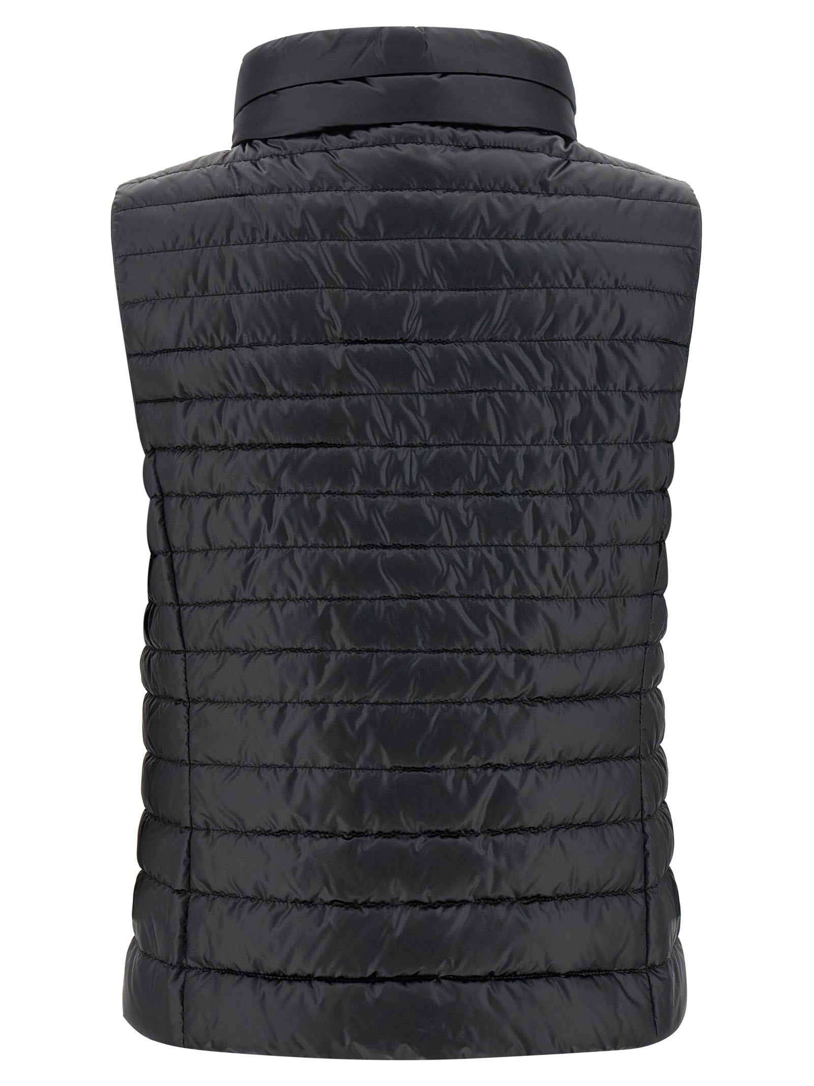 Hooded Vest by MooRER for women in polyester black features a enviable silhouette, elegantly detailed with a enviable hooded neckline and functional pockets & hooded for a enviable finish.