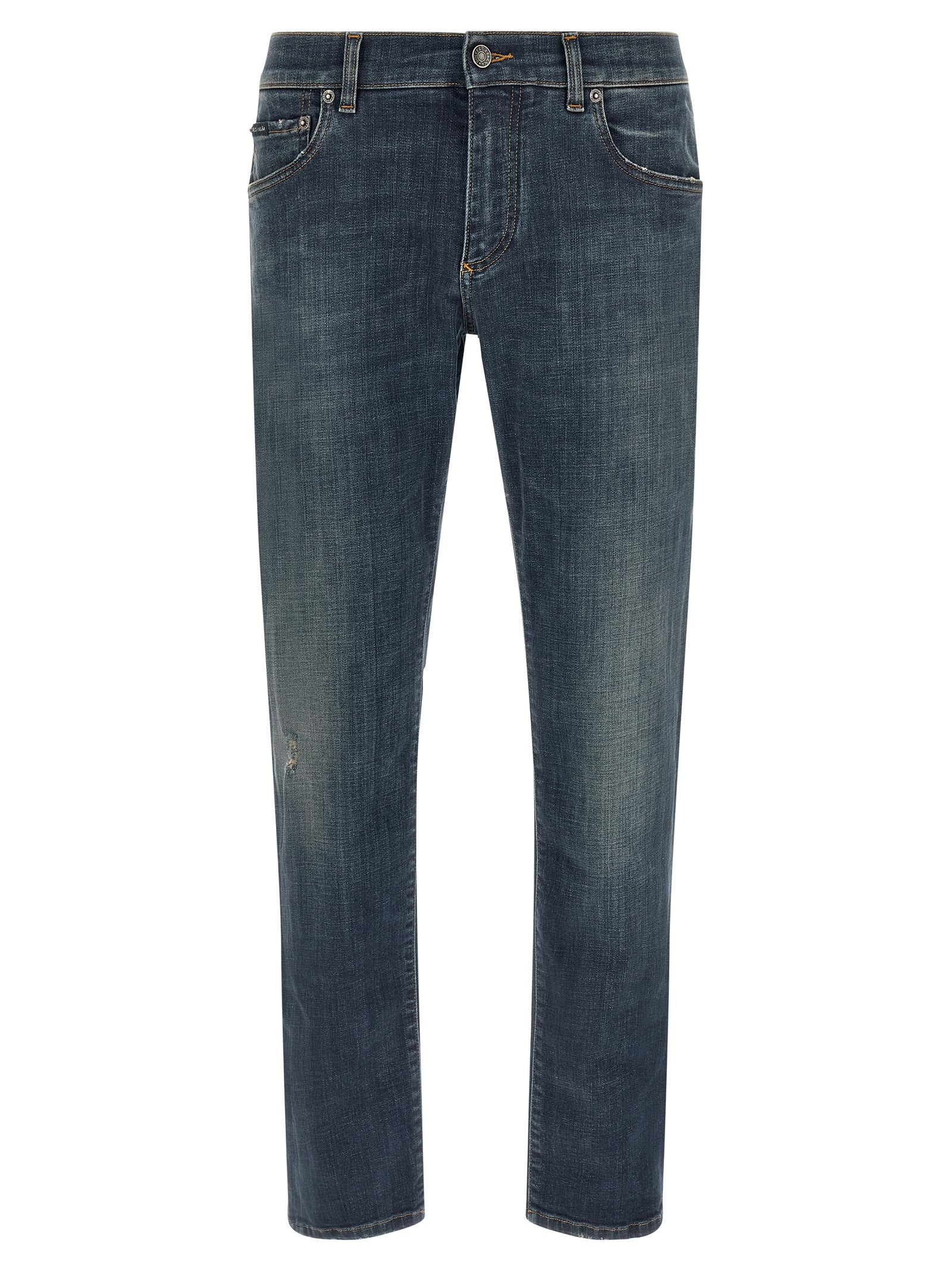 Jeans by Dolce & Gabbana for men in stretch denim cotton blue features an sophisticated low rise and straight-leg with a precise long, creating a sophisticated and sophisticated silhouette.