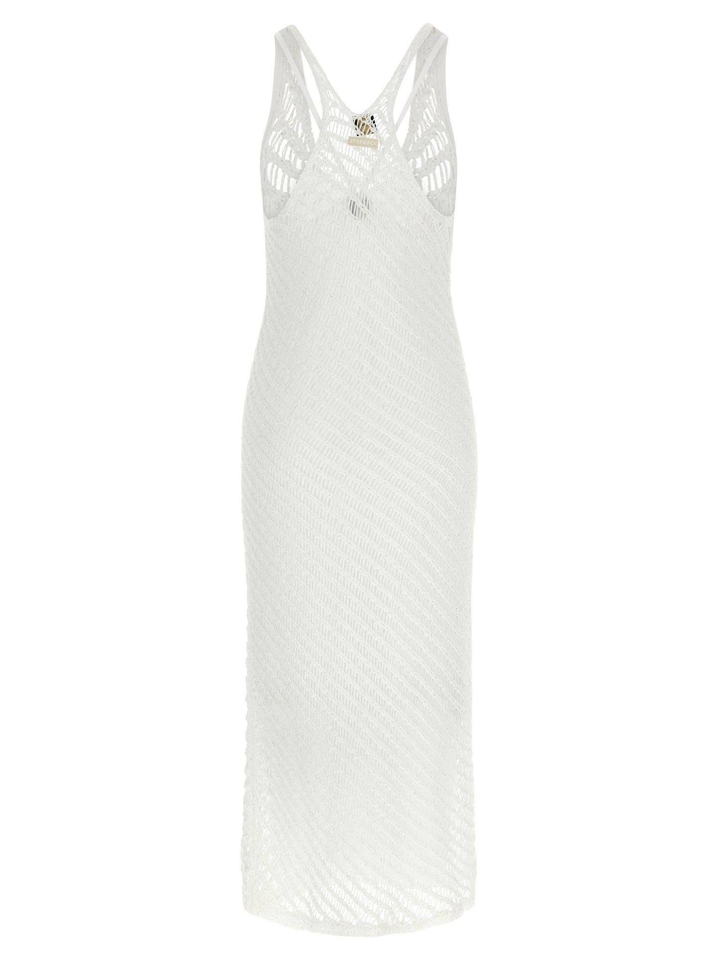 Dress by PINKO for women in viscose & polyester sequins white features an cute silhouette, detailed with a and v-neck neckline that elegantly flows into a cute long.