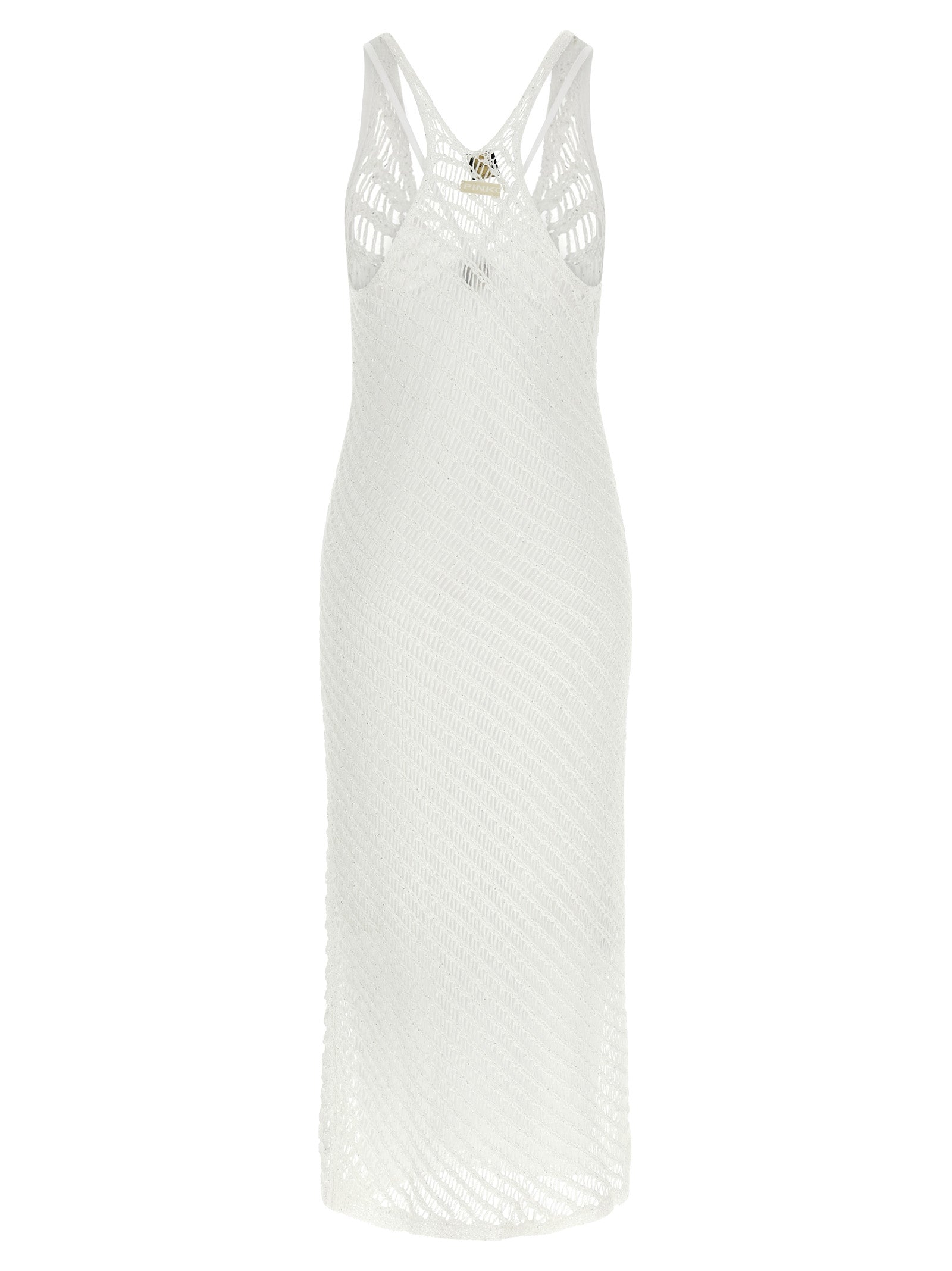 Dress by PINKO for women in viscose & polyester sequins white features an cute silhouette, detailed with a and v-neck neckline that elegantly flows into a cute long.