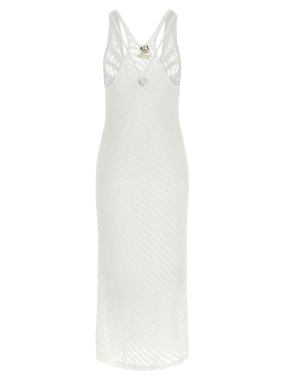 Dress by PINKO for women in viscose & polyester sequins white features an cute silhouette, detailed with a and v-neck neckline that elegantly flows into a cute long.