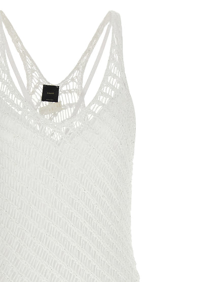 Dress by PINKO for women in viscose & polyester sequins white showcases a striking silhouette, elegantly detailed with a , refined v-neck neckline, and a striking long for a striking finish.