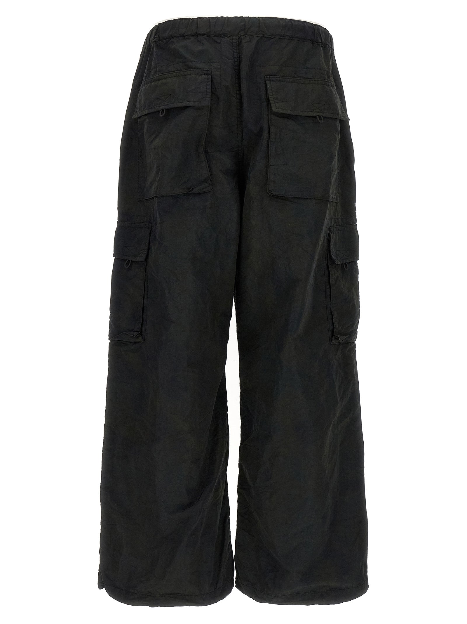 Cargo Pants by Comme Des Garçons for men in nylon fabric black features an urban chic straight-leg & wide with a and long, creating a urban chic aesthetic for "Moon Behind the Hill".