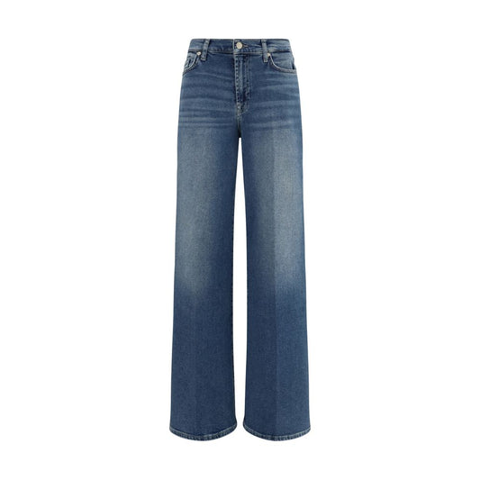 Jeans by 7FOR for women in stretch denim cotton modal blue features a polished silhouette with a polished flared & regular-fit, reaching a polished long and finished with a polished .