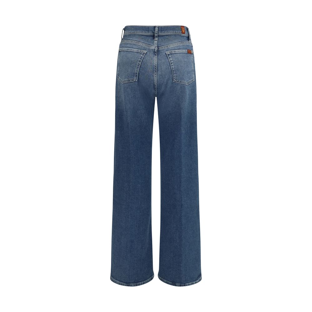 Jeans by 7FOR for women in stretch denim cotton modal blue features an refined tailoring silhouette, showcasing a premium flared & regular-fit with a and long cut for a refined tailoring look.
