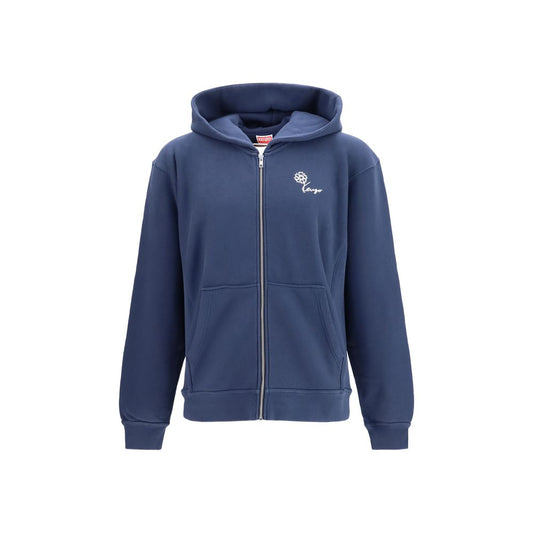 Sweatshirt Hoodie by Kenzo for men in cotton blue, patterned & floral features a slouchy chic silhouette, detailed with a slouchy chic and a signature hooded neckline for an elevated aesthetic.