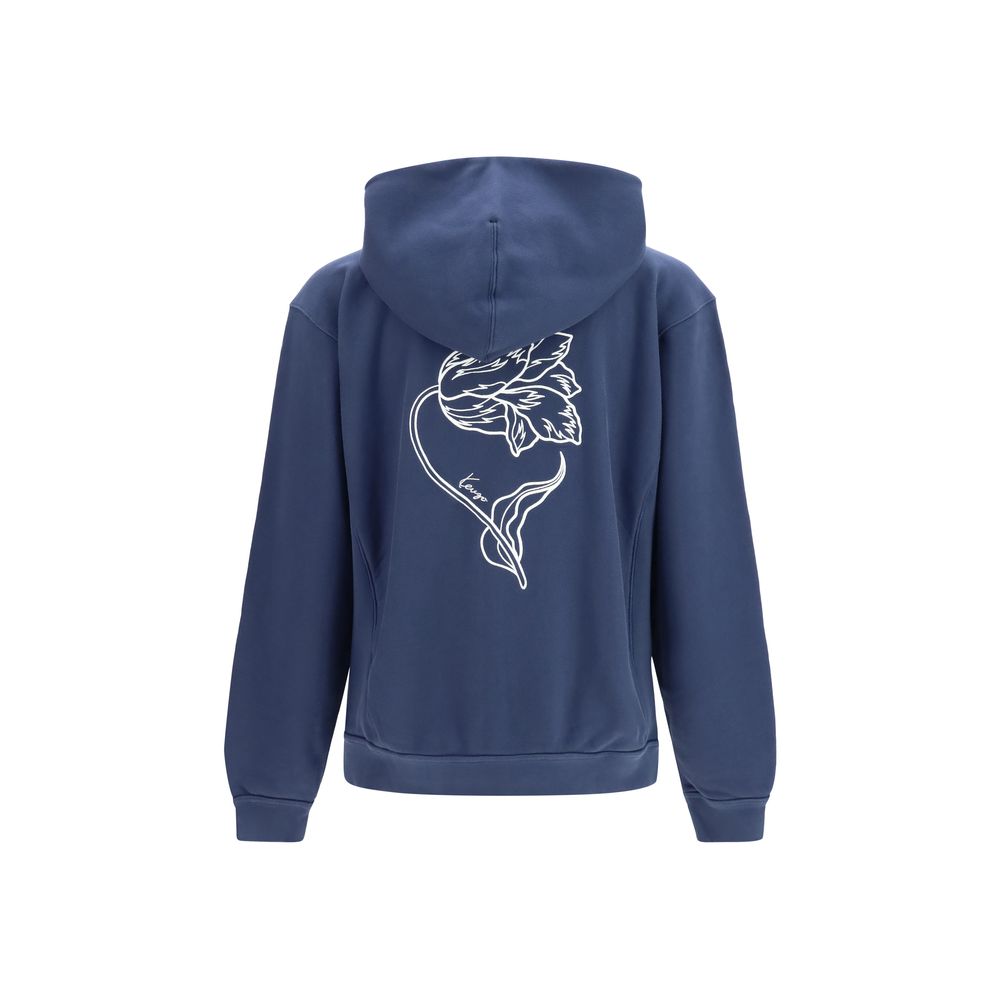 Sweatshirt Hoodie by Kenzo for men in cotton blue, patterned & floral features a edgy silhouette, detailed with a edgy hooded neckline and for a refined finish.
