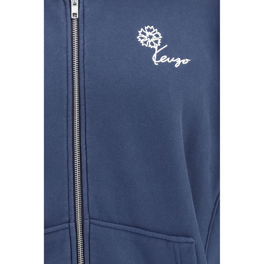 Sweatshirt Hoodie by Kenzo for men in cotton blue, patterned & floral features a slouchy chic silhouette, detailed with a slouchy chic and a signature hooded neckline for an elevated aesthetic.