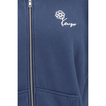 Sweatshirt Hoodie by Kenzo for men in cotton blue, patterned & floral features a slouchy chic silhouette, detailed with a slouchy chic and a signature hooded neckline for an elevated aesthetic.