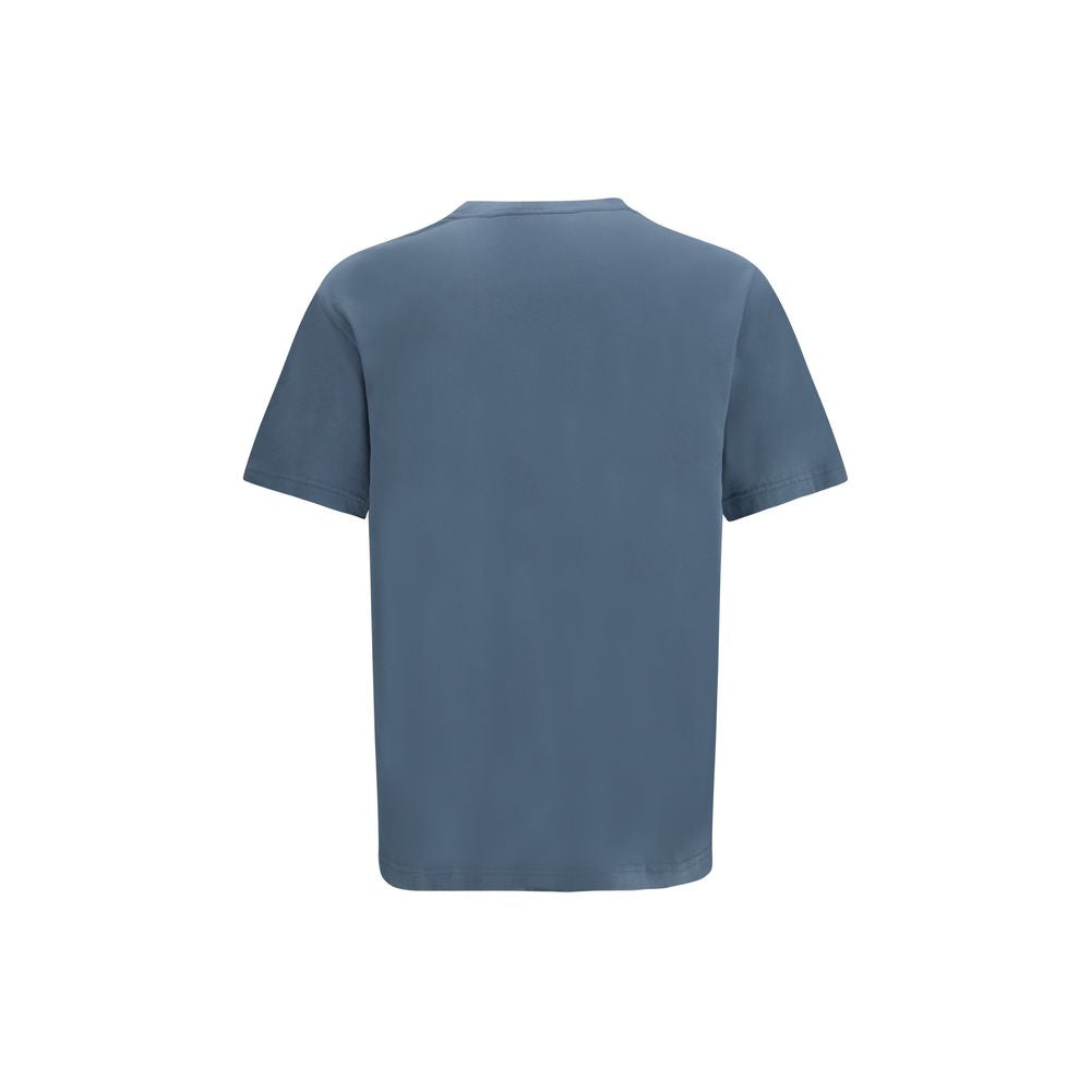T-Shirt by Kenzo for men in cotton blue & signature showcases a fashionable silhouette, elegantly detailed with a fashionable and crew neckline for a sophisticated, high-fashion look.
