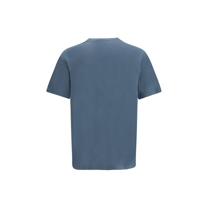 T-Shirt by Kenzo for men in cotton blue & signature showcases a fashionable silhouette, elegantly detailed with a fashionable and crew neckline for a sophisticated, high-fashion look.