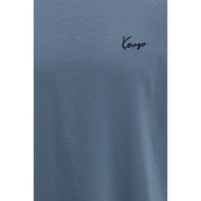 T-Shirt by Kenzo for men in cotton blue & signature features an edgy silhouette, meticulously detailed with a sophisticated and for a truly edgy finish.