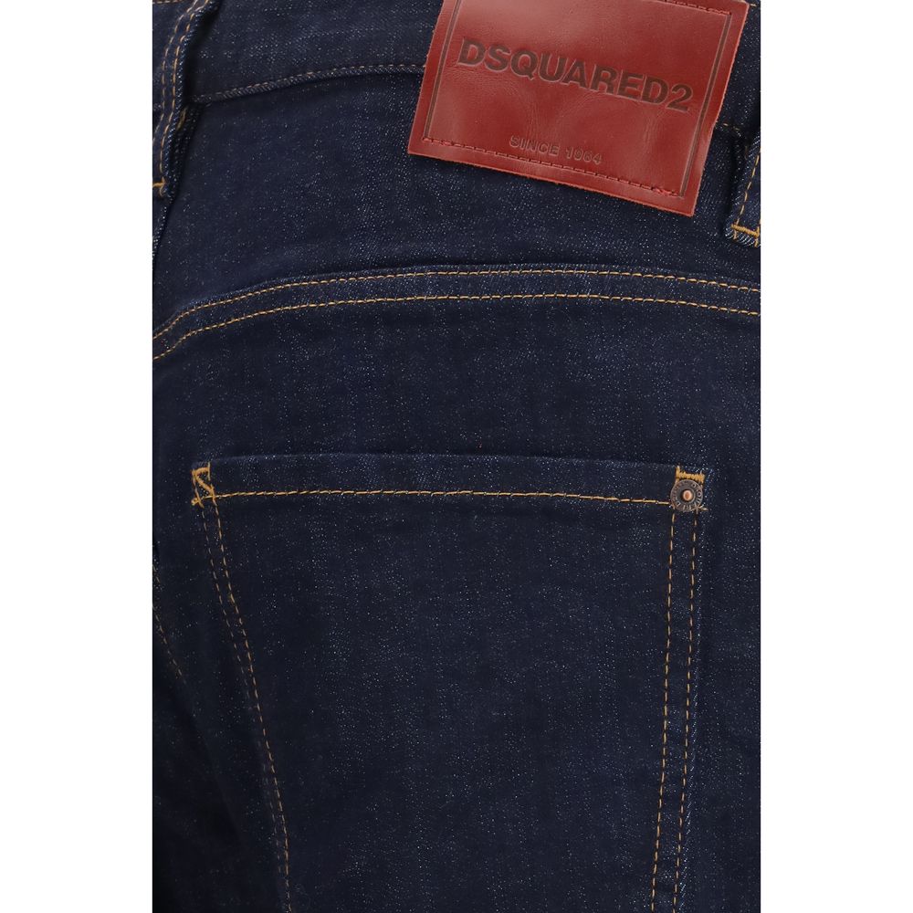 Jeans by Dsquared² for men in stretch denim cotton blue & signature presents a tailored silhouette, showcasing a tailored straight-leg, regular-fit & slim and long cut with a refined for a truly tailored aesthetic.