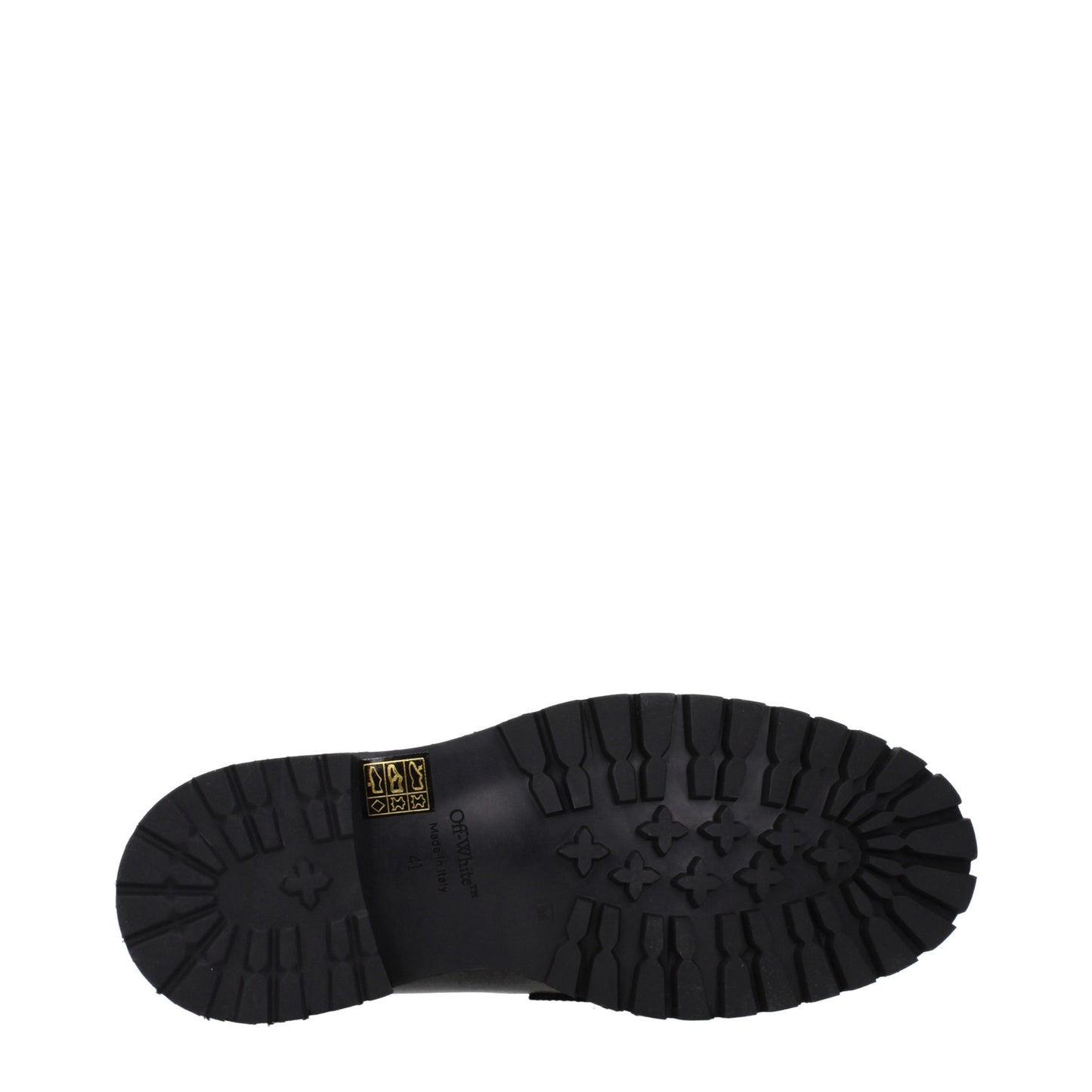 Mid-Heel Loafer Slip-On Shoes by Off-White for men in leather & rubber black & white showcases a timeless silhouette from the Men's Leather & Rubber Mid-Heel Loafer Slip-On Shoes collection, featuring a timeless 4-5-cm-heel mid-heel and round toe style for a timeless finish.