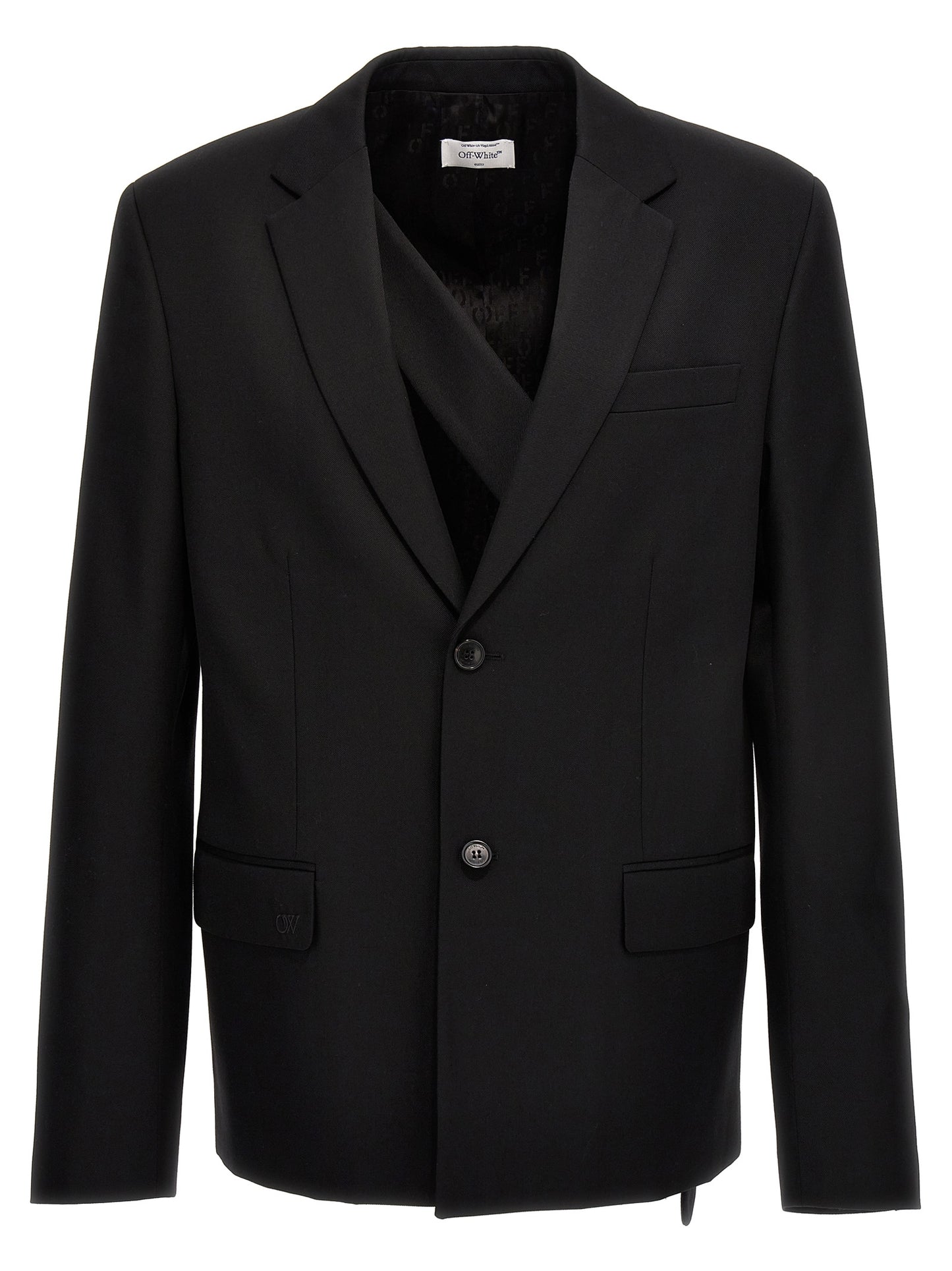 Blazer by Off-White for men in wool black & white features an stylish silhouette, showcasing a sophisticated and stylish for a truly stylish finish.