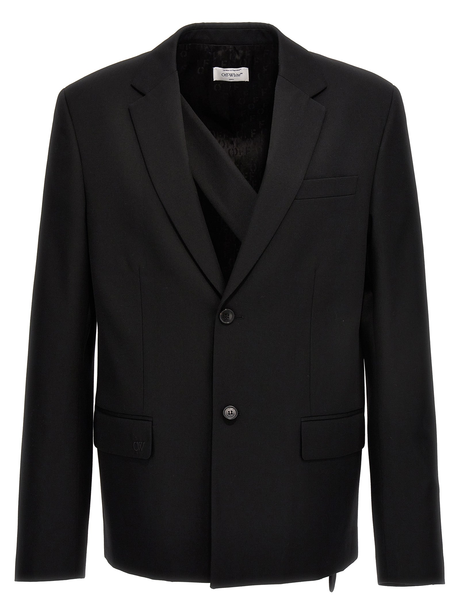 Blazer by Off-White for men in wool black & white features an stylish silhouette, showcasing a sophisticated and stylish for a truly stylish finish.