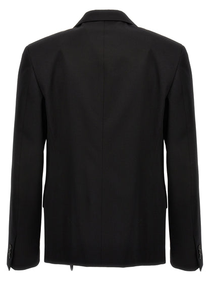 Blazer by Off-White for men in wool black & white showcases a polished silhouette, highlighted by a refined and polished for a sophisticated finish.