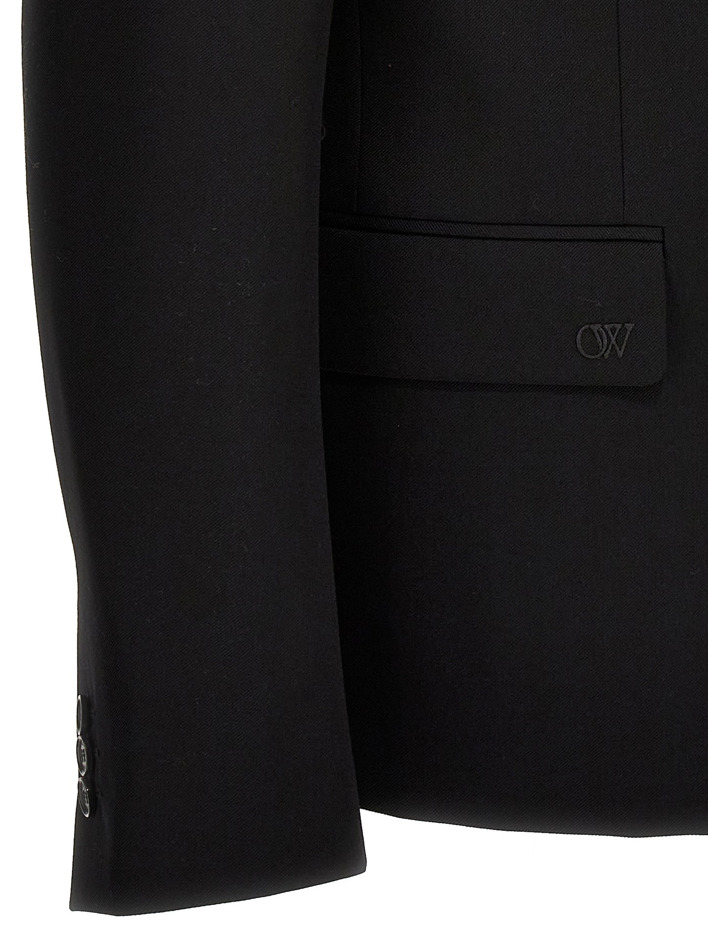 Blazer by Off-White for men in wool black & white features an crisp silhouette with sophisticated and a crisp for a truly crisp finish.