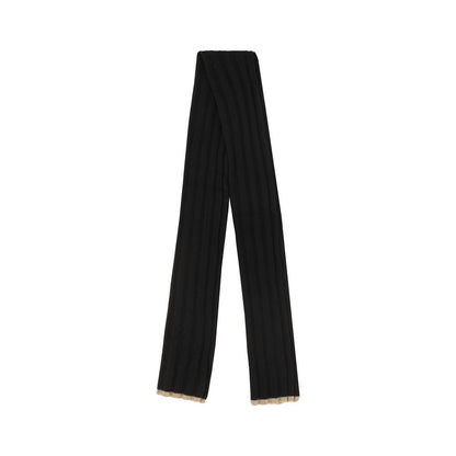 Scarf by Brunello Cucinelli for men in cashmere & capra leather black presents a effortlessly chic silhouette, artfully capturing the essence of the effortlessly chic Cashmere & Capra Leather Scarf design for a sophisticated look.