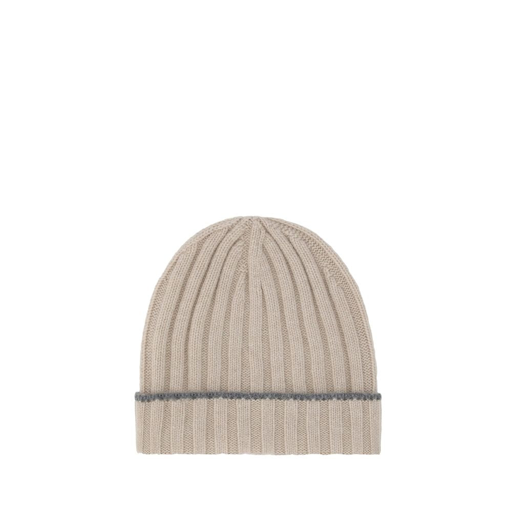 Beanie Hat by Brunello Cucinelli for men in cashmere & capra leather brown features a distinguished knit construction, showcasing the sophisticated silhouette and distinguished finish of the Cashmere & Capra Leather Beanie Hat.