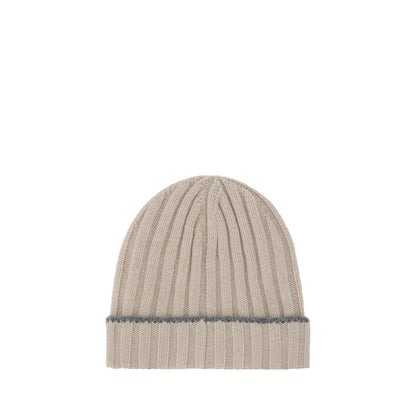Beanie Hat by Brunello Cucinelli for men in cashmere & capra leather brown features a athleisure-luxe silhouette, artfully capturing the essence of the athleisure-luxe Cashmere & Capra Leather Beanie Hat design for a sophisticated look.