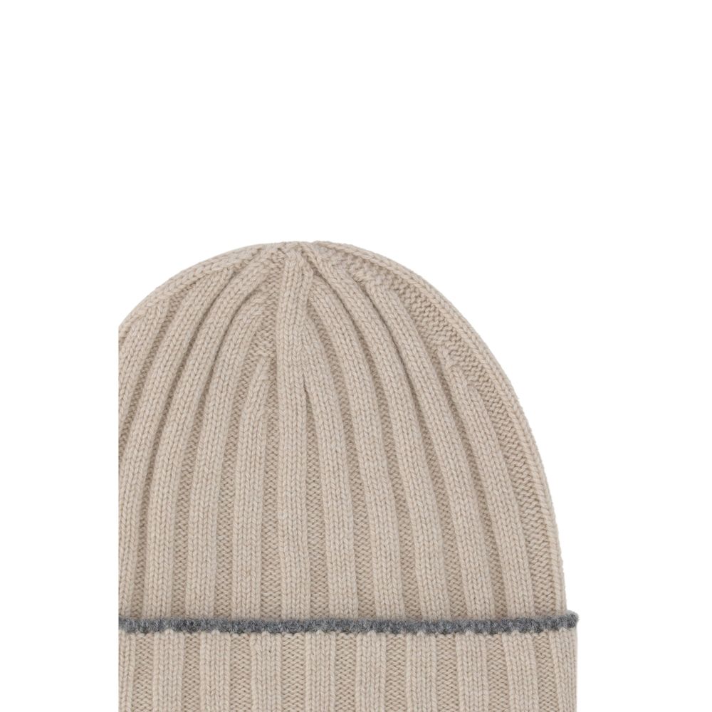 Beanie Hat by Brunello Cucinelli for men in cashmere & capra leather brown presents a urban-chic silhouette, showcasing the urban-chic craftsmanship of this Cashmere & Capra Leather Beanie Hat.