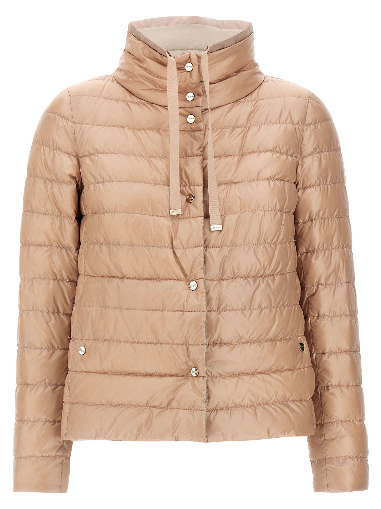 Puffer Jacket by Herno for women in nylon & goose-down multicolor features a city-ready silhouette, detailed with pockets & insulated and a city-ready high-neck neckline.