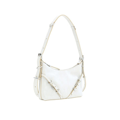 Shoulder Bag by Givenchy for women in leather silver & white presents a statuesque silhouette, showcasing a secure zipper and statuesque with versatile shoulder-strap for a sophisticated look.