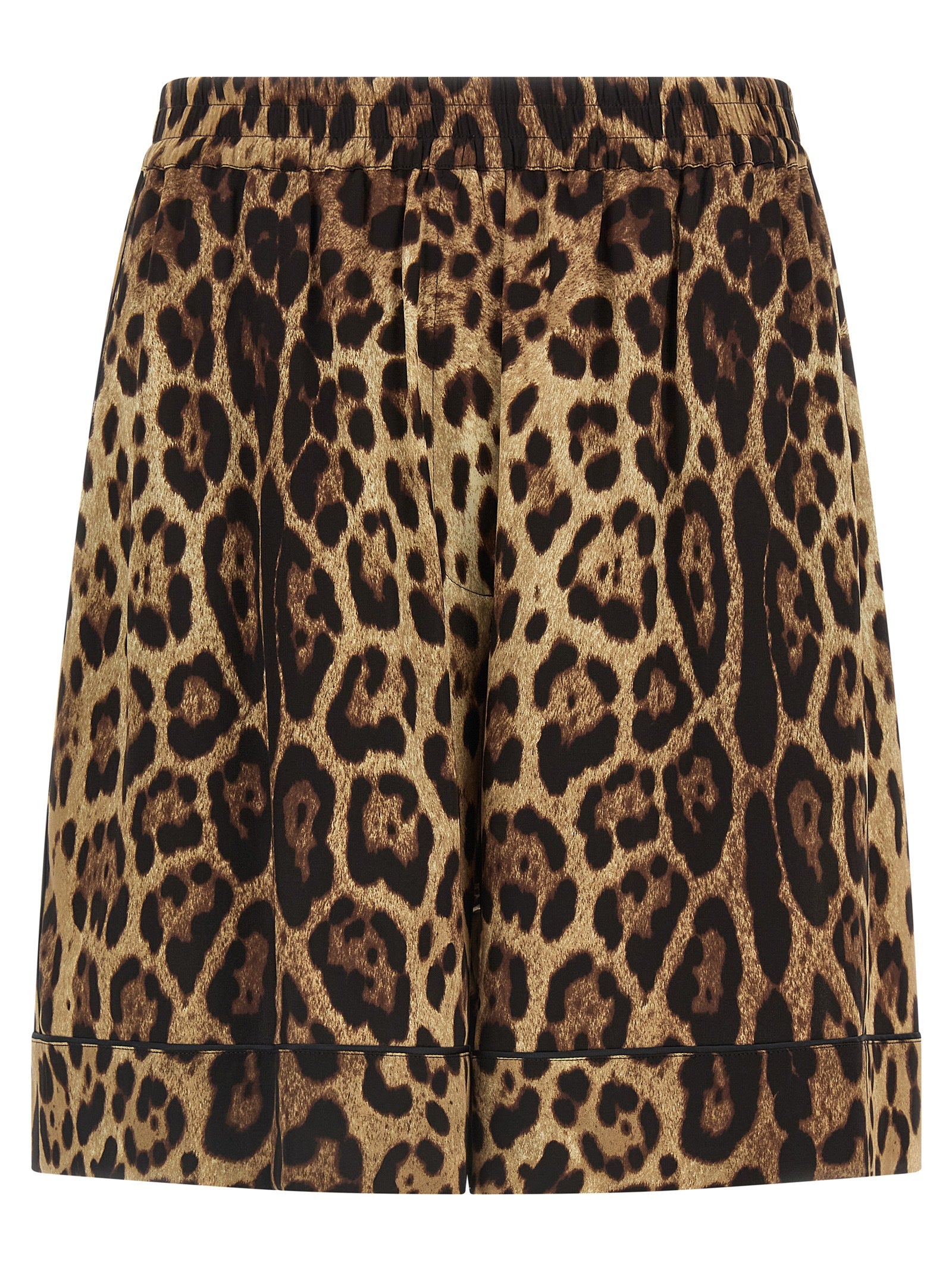 Bermuda Shorts by Dolce & Gabbana for women in silk black, brown, leopard-print & print presents a contemporary silhouette, showcasing a contemporary with a refined short and elegant .