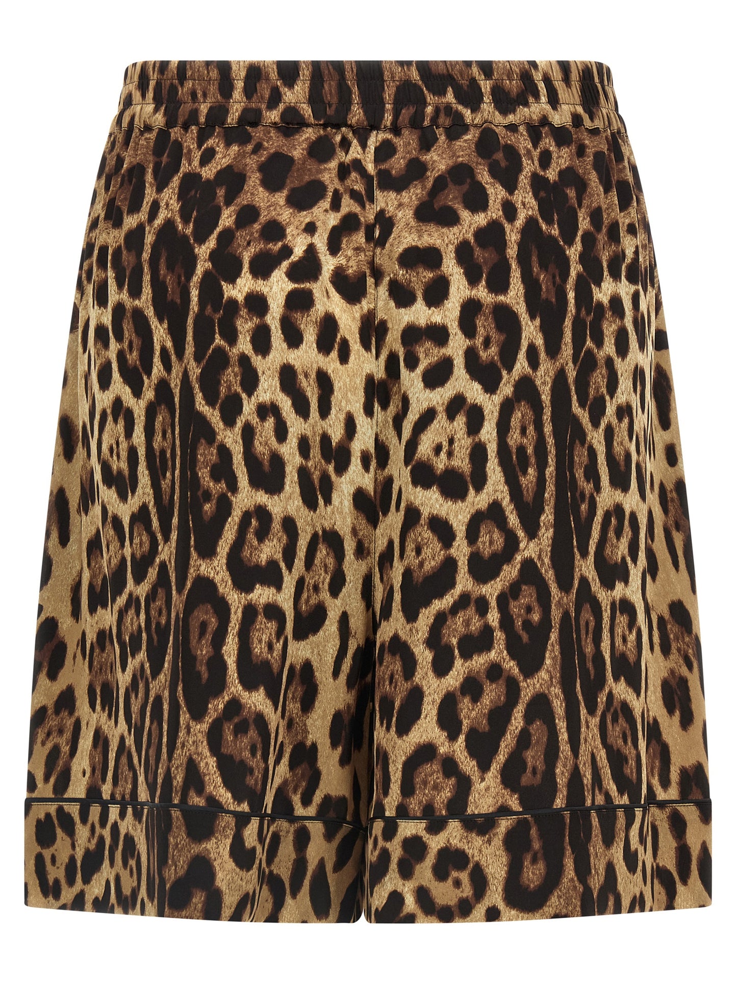 Bermuda Shorts by Dolce & Gabbana for women in silk black, brown, leopard-print & print features an tailored silhouette, showcasing a tailored with a short and for a sophisticated look.