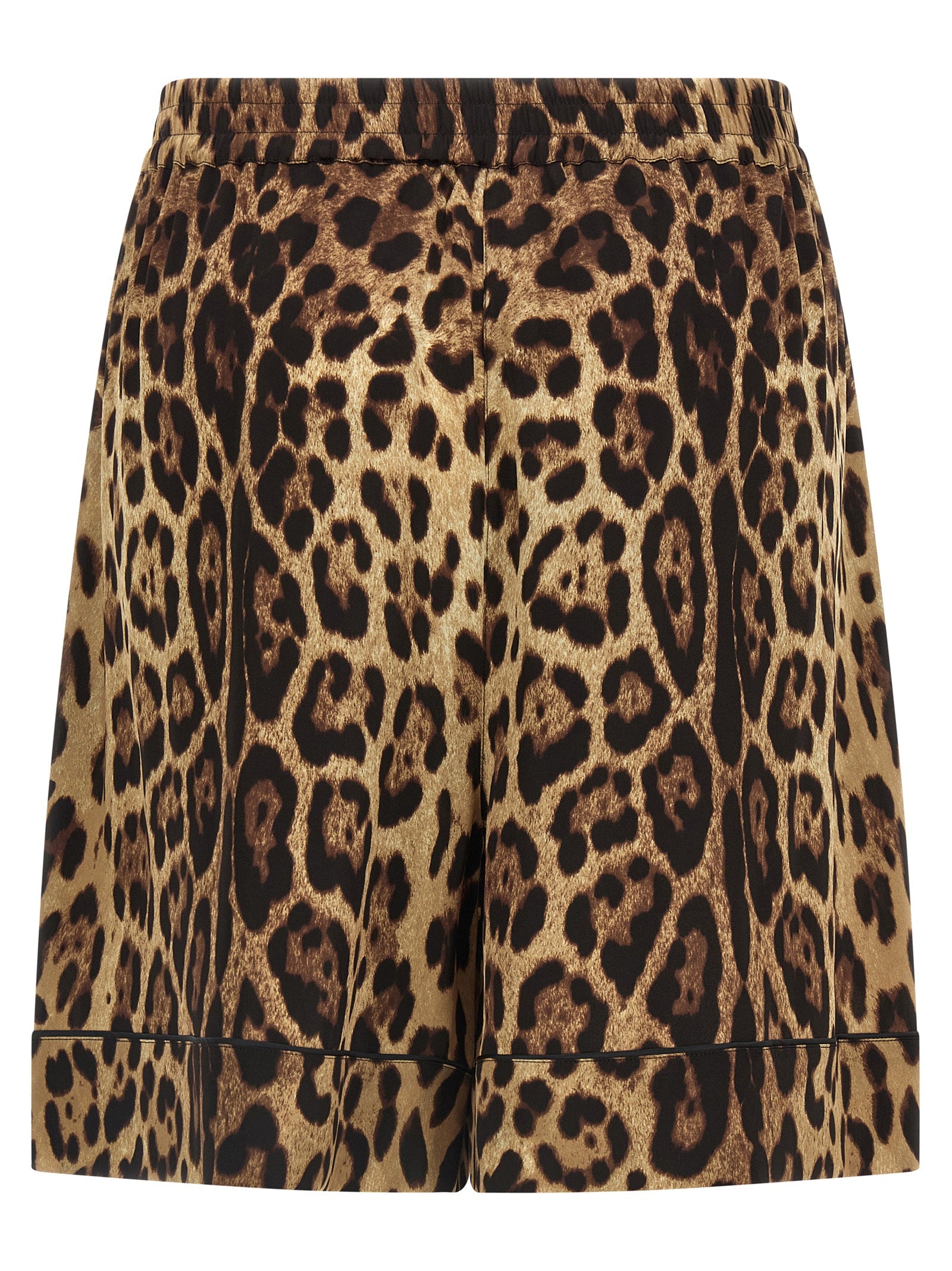 Bermuda Shorts by Dolce & Gabbana for women in silk black, brown, leopard-print & print features an tailored silhouette, showcasing a tailored with a short and for a sophisticated look.