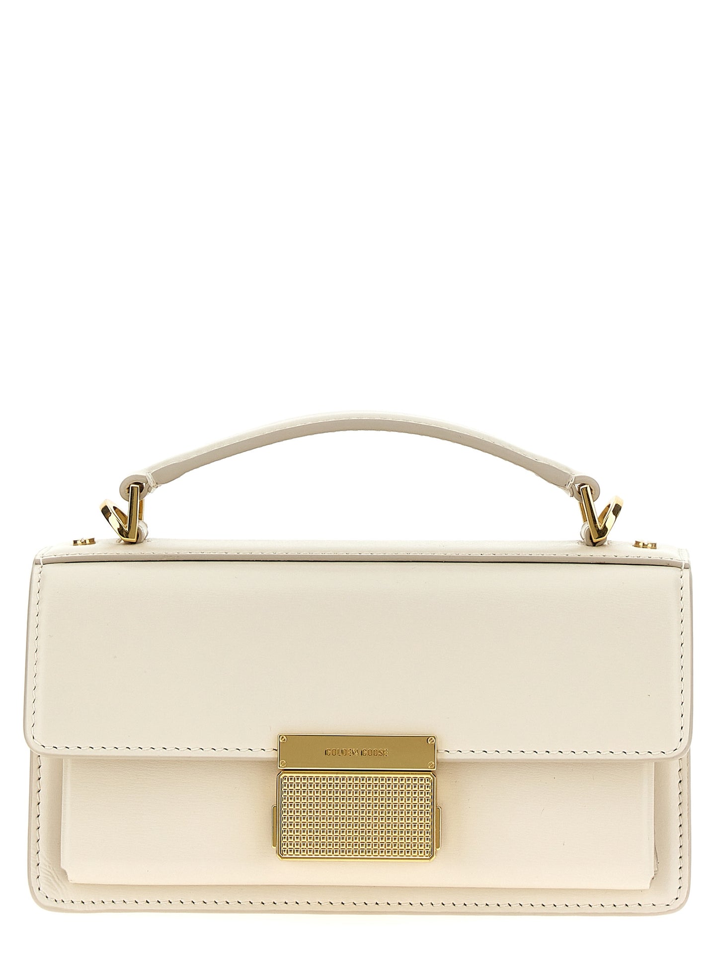Small Handbag by Golden Goose for women in leather & metal white features an refined silhouette, showcasing a secure clip, ample , and versatile shoulder-strap, handle & adjustable-strap for a sophisticated refined aesthetic.