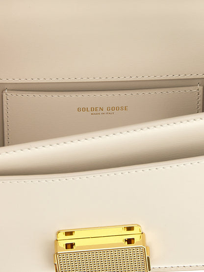 Small Handbag by Golden Goose for women in leather & metal white features an refined silhouette, showcasing a secure clip, ample , and versatile shoulder-strap, handle & adjustable-strap for a sophisticated refined aesthetic.
