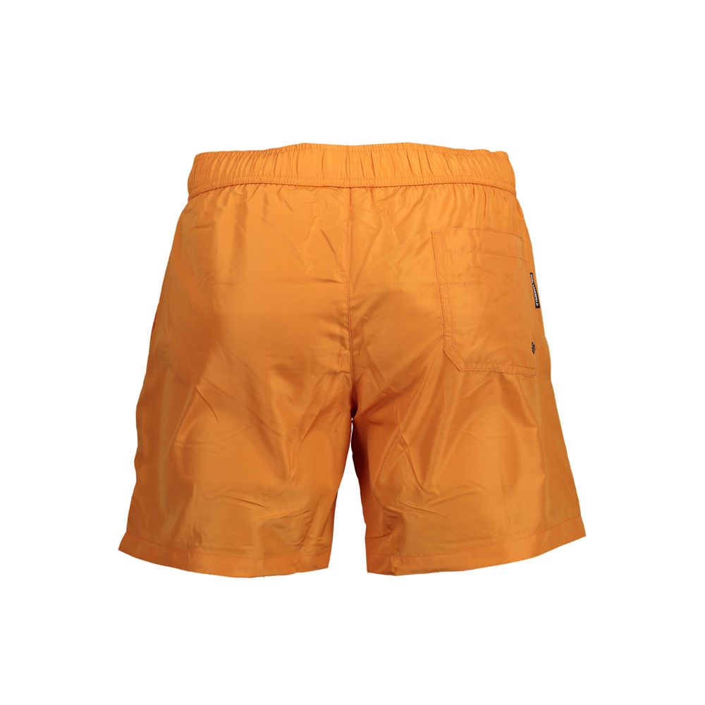 Shorts by Karl Lagerfeld for men in polyester orange features a sharp silhouette, meticulously detailed with a sharp , a short cut, and a sophisticated .