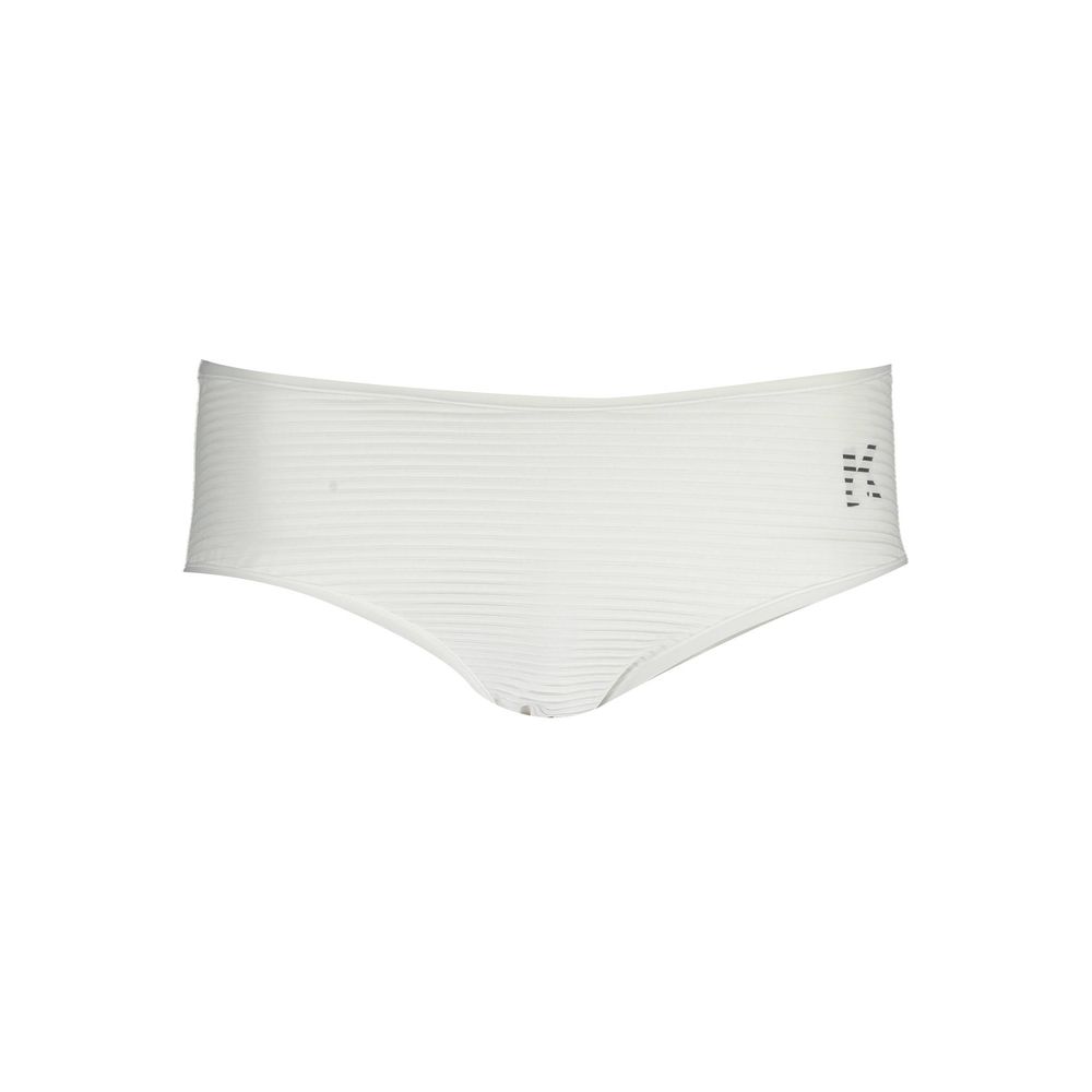 Swim Briefs by Karl Lagerfeld for women in stretch polyamide azzurro & white features a riviera-ready silhouette, showcasing the riviera-ready design of the Women's Stretch Polyamide Swim Briefs for a sophisticated look.