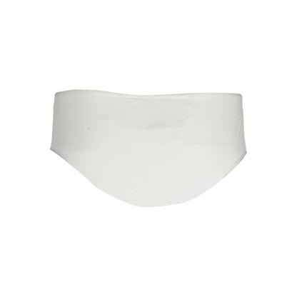 Swim Briefs by Karl Lagerfeld for women in stretch polyamide azzurro & white features an sartorial silhouette, showcasing the refined aesthetic of Women's Stretch Polyamide Swim Briefs with a sartorial cut designed for the modern shoreline.