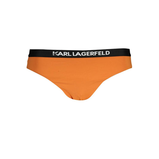 Swim Briefs by Karl Lagerfeld for women in stretch polyamide orange features an sartorial silhouette, showcasing the refined aesthetic of Waves Women's Stretch Polyamide Swim Briefs with a sartorial cut designed for the modern shoreline.