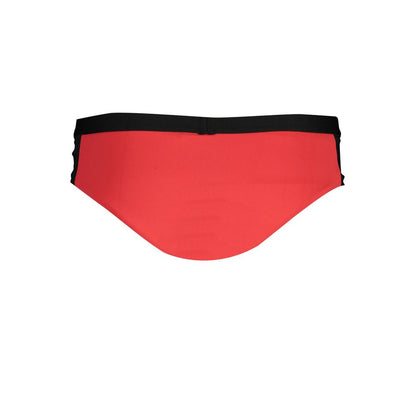 Swim Briefs by Karl Lagerfeld for women in stretch polyamide red features a riviera-ready silhouette, showcasing the riviera-ready design of the Waves Women's Stretch Polyamide Swim Briefs for a sophisticated look.