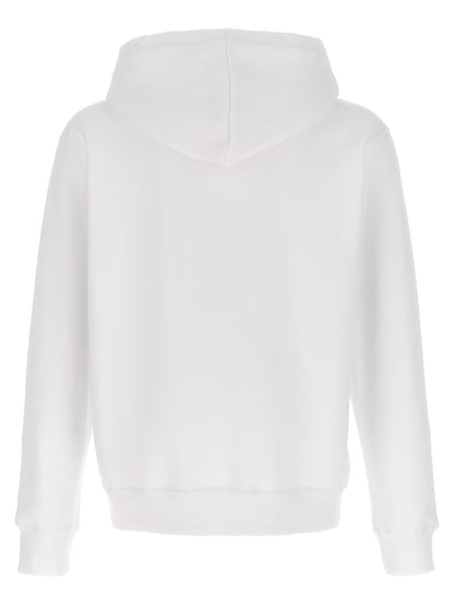 Sweatshirt Hoodie by Dsquared² for men in cotton white features a slouchy chic silhouette, detailed with a slouchy chic and a signature hooded neckline for an elevated aesthetic.