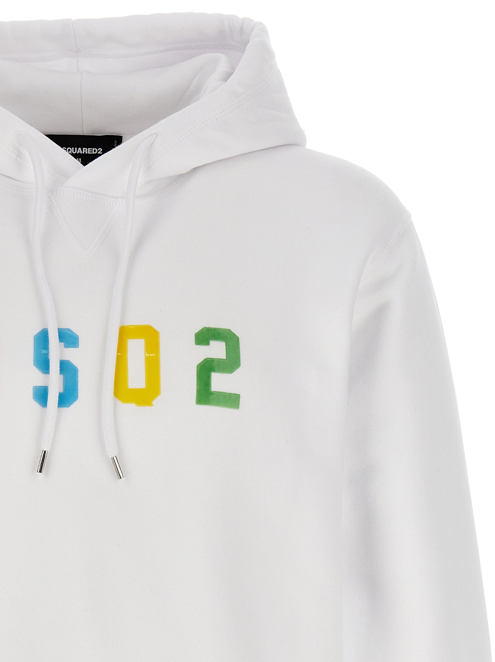 Sweatshirt Hoodie by Dsquared² for men in cotton white features an luminous silhouette, showcasing a sophisticated hooded neckline and for a truly luminous look.