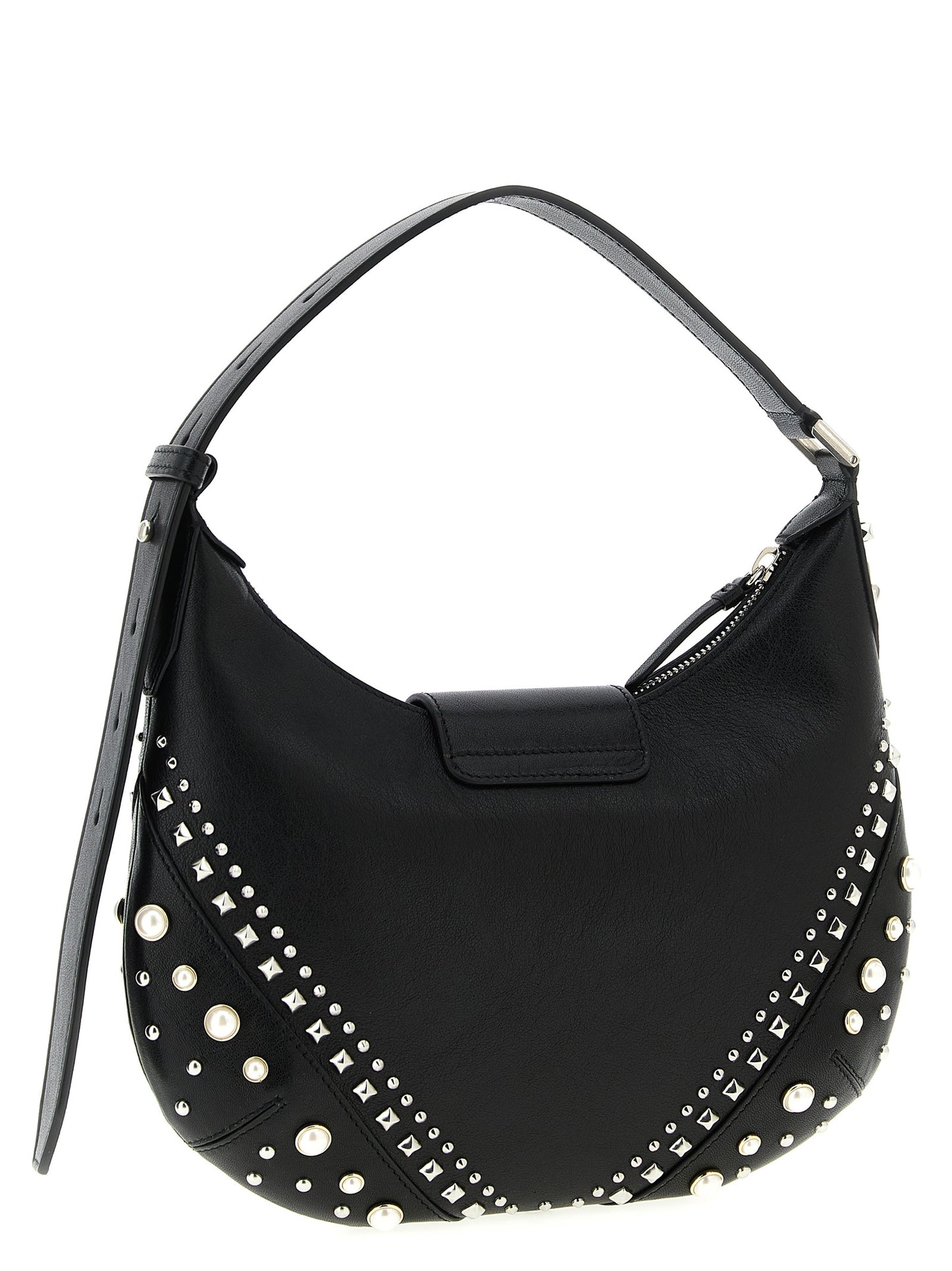 Jimmy Choo Leather & Brass Shoulder Hobo Bag - White