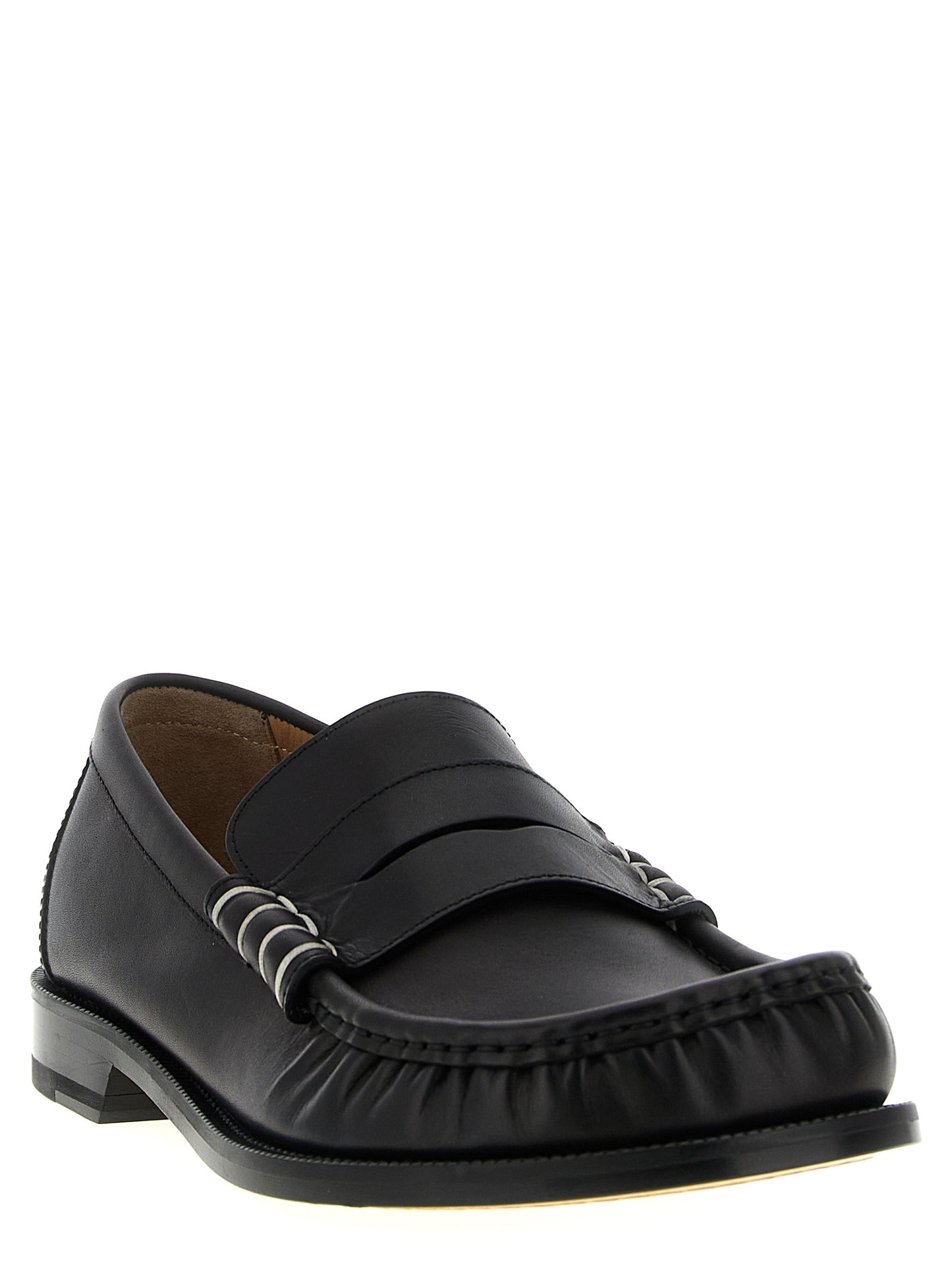 J.W.Anderson Men's Calfskin Leather Loafer Slip-On Shoes - Black