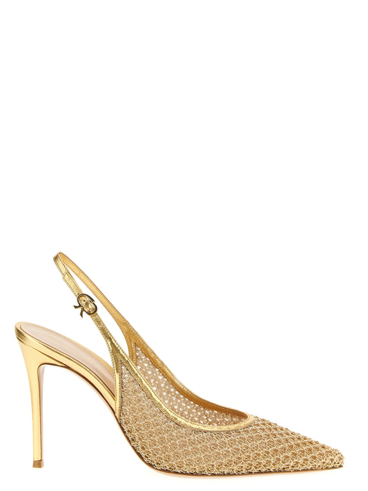 High-Heel Slingback Pumps Heels by Gianvito Rossi for women in lamb leather gold features an captivating silhouette, showcasing the elegant Women's Lamb Leather High-Heel Slingback Pumps Heels design with a high-heel and a sophisticated .
