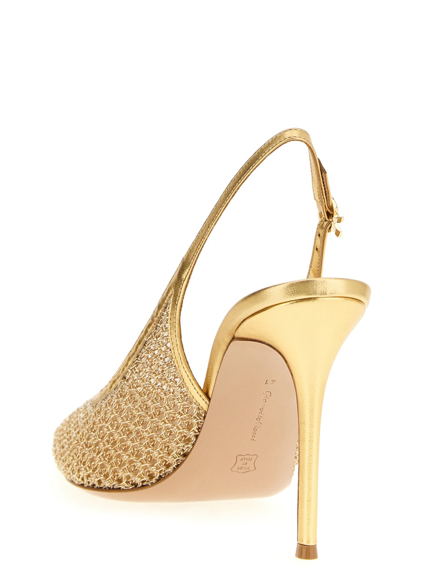 High-Heel Slingback Pumps Heels by Gianvito Rossi for women in lamb leather gold features an captivating silhouette, showcasing the elegant Women's Lamb Leather High-Heel Slingback Pumps Heels design with a high-heel and a sophisticated .