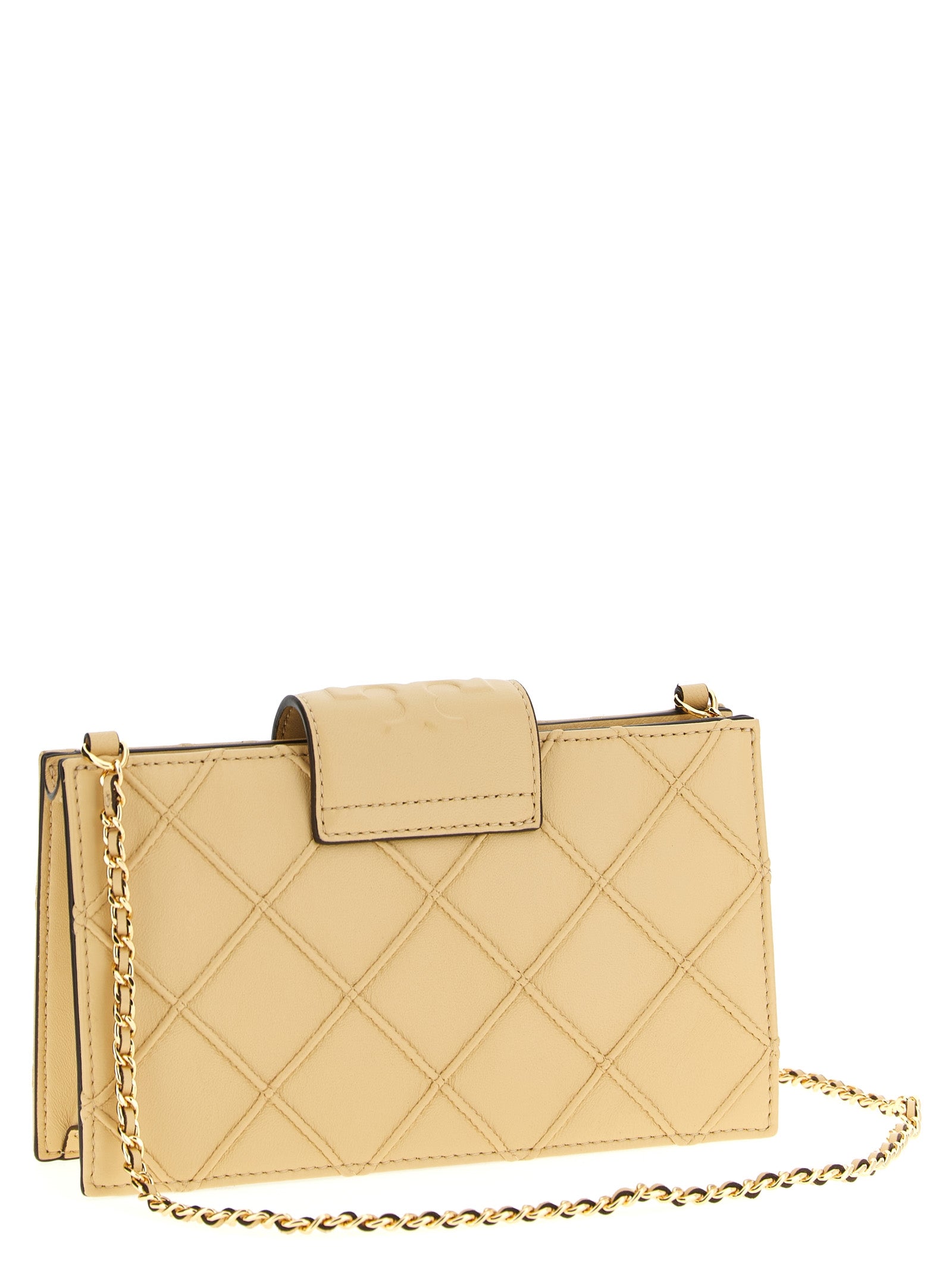 Cardholder Card Case by Tory Burch for women in polyester beige features a sleek silhouette, showcasing the sleek design of the Fleming Polyester Cardholder Card Case with functional card-organization for a premium look.