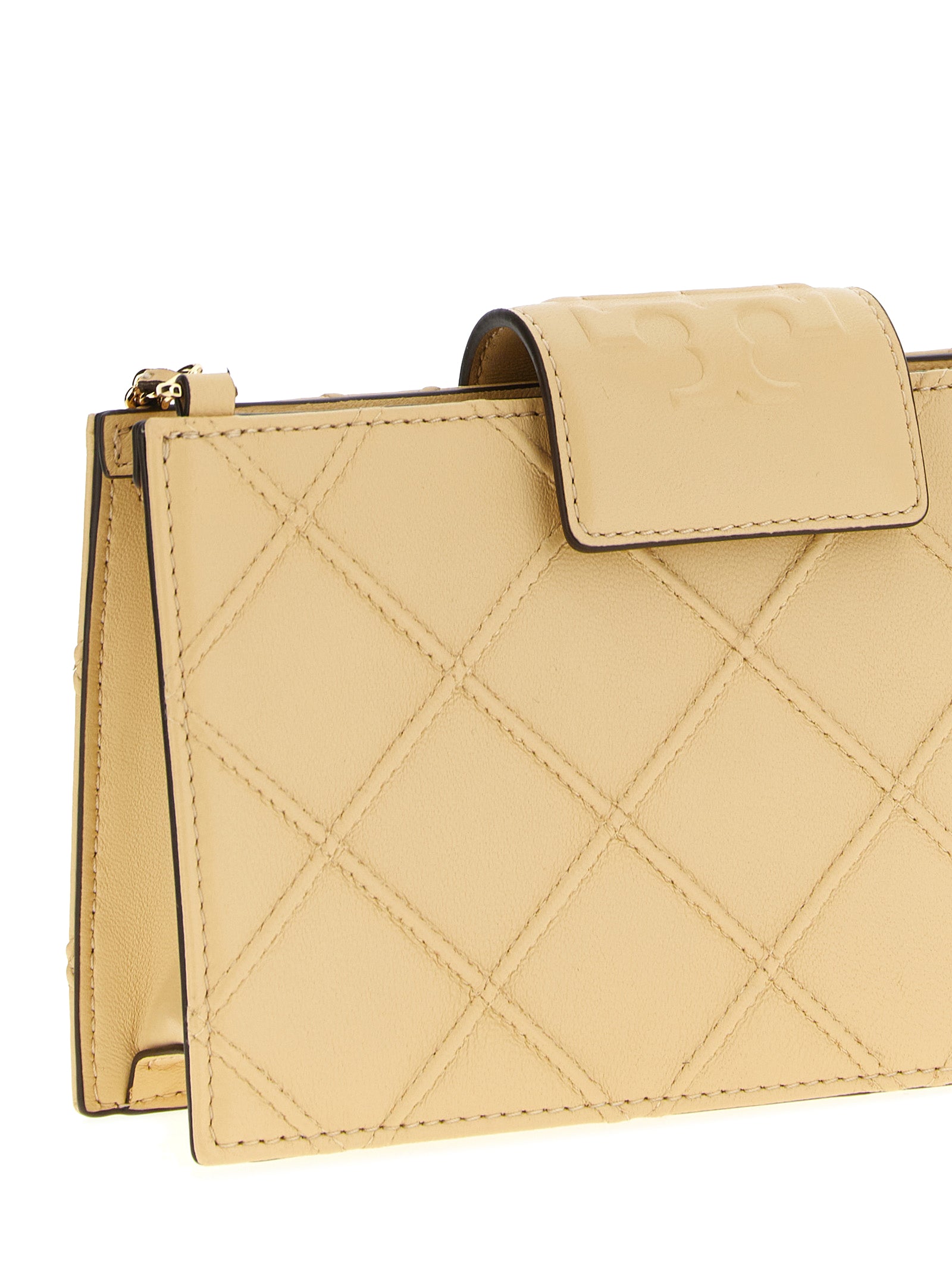 Cardholder Card Case by Tory Burch for women in polyester beige features a refined silhouette, showcasing the elegant lines of the Fleming Polyester Cardholder Card Case alongside premium card-organization for a refined finish.