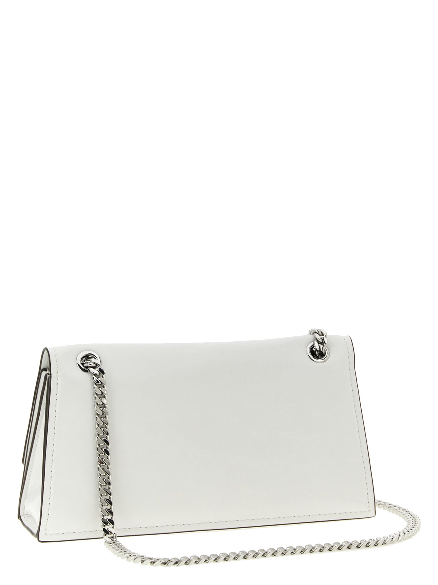 Shoulder Flap Bag by Tory Burch for women in lamb leather white presents a versatile silhouette, showcasing a secure snap & flap and versatile with versatile shoulder-strap for a sophisticated look.