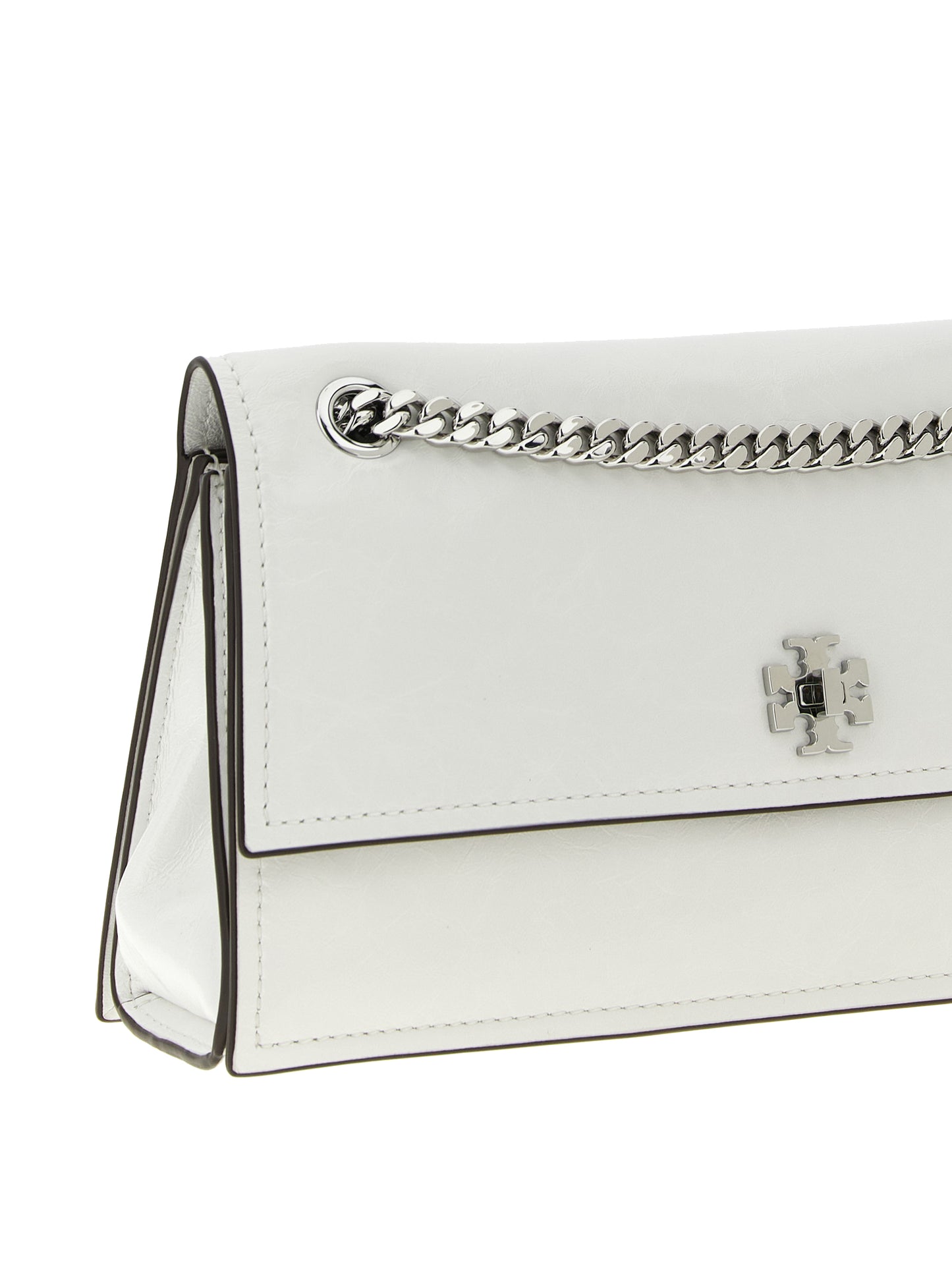 Shoulder Flap Bag by Tory Burch for women in lamb leather white features a distinguished silhouette, showcasing a secure snap & flap and distinguished with versatile shoulder-strap for a distinguished finish.