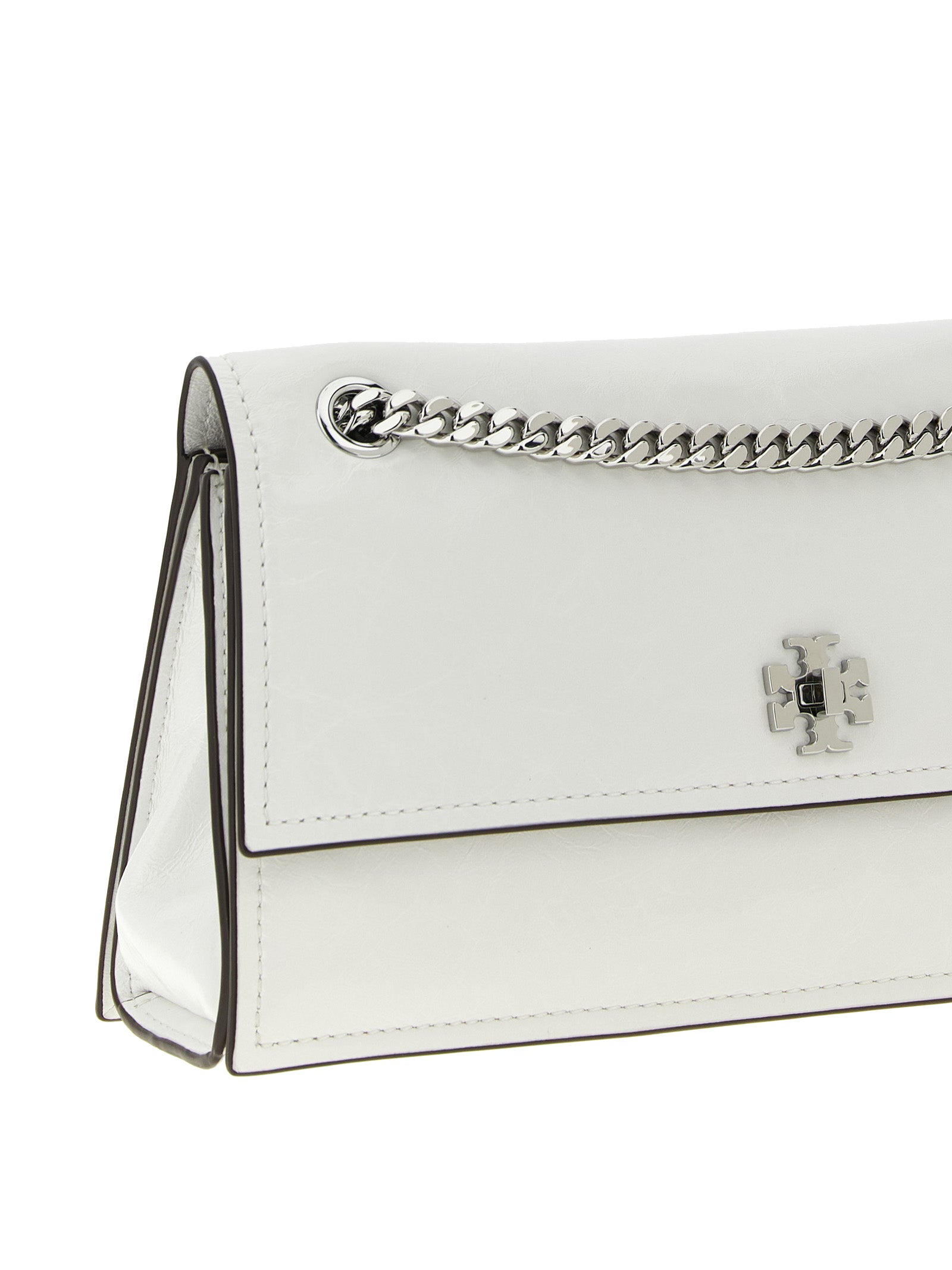 Shoulder Flap Bag by Tory Burch for women in lamb leather white features a distinguished silhouette, showcasing a secure snap & flap and distinguished with versatile shoulder-strap for a distinguished finish.
